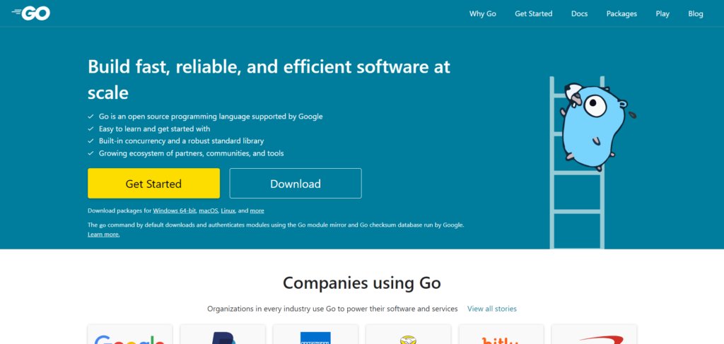 プログラミング言語「go」の公式サイト